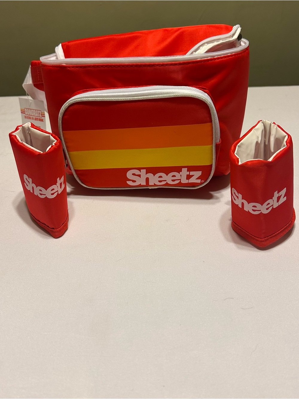 Sheetz Red Retro Stripe Belt Bag / fanny pack